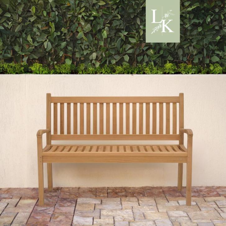 Landelijk klassieke tuinbank - Kings Cross teakhout, Tuin en Terras, Tuinbanken, Nieuw, Teakhout, Ophalen of Verzenden