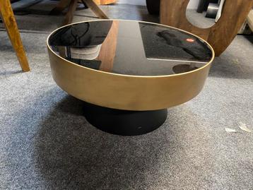 Salontafel metaal goud met zwart glas 75cm beschikbaar voor biedingen