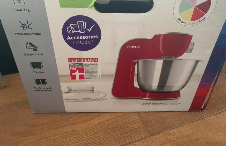 Bosch Mum 5 keukenmachine —Nieuw in doos—, Witgoed en Apparatuur, Keukenmixers, Nieuw, 3 tot 4 liter, 3 snelheden of meer, Vaatwasserbestendig