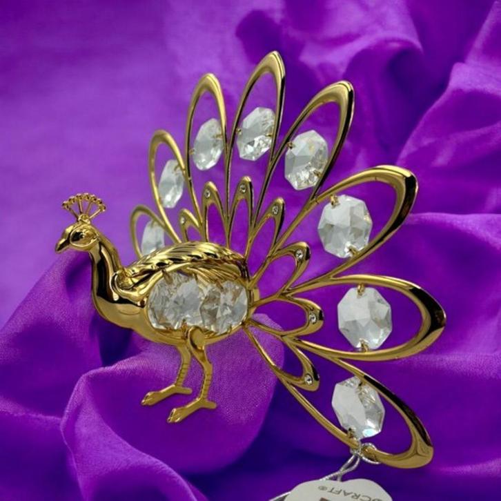 Pauw 24 k goud verguld met Swarovski kristallen, Huis en Inrichting, Woonaccessoires | Overige, Nieuw, Ophalen of Verzenden