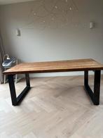 Houten Tafel met Stalen U-poten, Huis en Inrichting, Tafels | Eettafels, Ophalen, Gebruikt, 100 tot 150 cm, Eikenhout