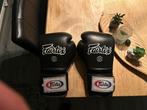 Fairtex bokshandschoenen 16oz zwart in nieuwstaat echt leer, Sport en Fitness, Vechtsporten en Zelfverdediging, Overige, Vechtsportbescherming