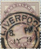 Verenigd Koninkrijk 1 penny (stempel 'Liverpool'), Postzegels en Munten, Postzegels | Europa | UK, Verzenden, Gestempeld