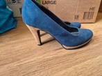 Suede blauwe pump met kurkaccenten, maat 42, NIEUW, Pumps, Blauw, Marco Tozzi, Nieuw