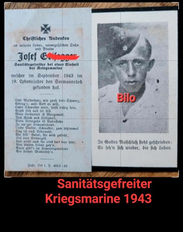Kriegsmarine Sanitäter 1943 WW2 Zeemansdood Duits WO2 / WK2, Verzamelen, Militaria | Tweede Wereldoorlog, Marine, Duitsland, Ophalen of Verzenden