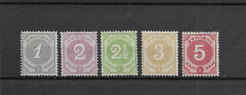 Curaçao 1889. NVPH 13 t/m 17, Ongebruikt. beschikbaar voor biedingen