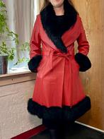 Mooie rode lange leren jas, Kleding | Dames, Jassen | Winter, Ophalen, Gedragen, Maat 38/40 (M), Rood