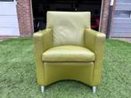 1x stoel Leolux Dolcinea design zetel groen leer fauteuil, Ophalen, Leolux, Overige kleuren, Geen