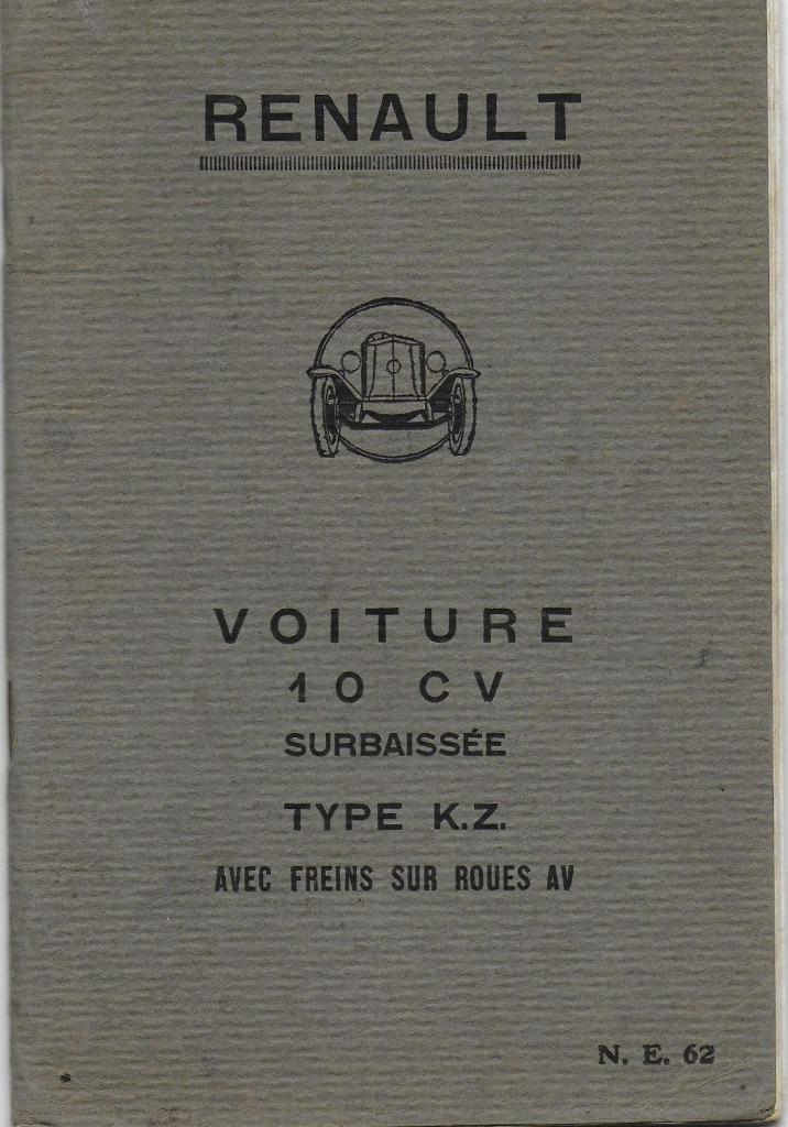 Renault 10 CV type KZ handleiding notice, Auto diversen, Handleidingen en Instructieboekjes, Ophalen of Verzenden