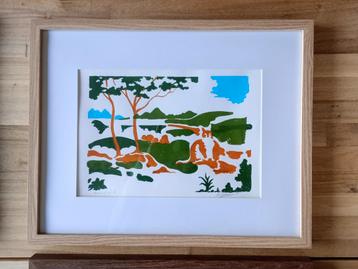 "Berglandschap" zeefdruk op papier  beschikbaar voor biedingen