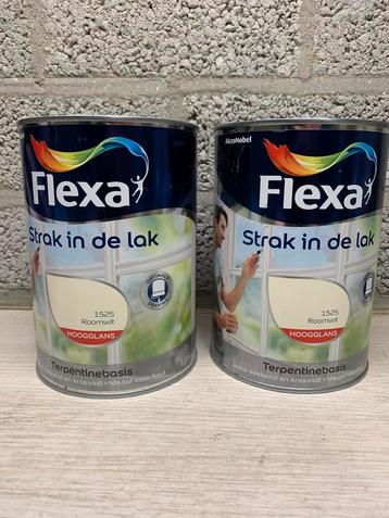 2 blikken samen 2,5 liter Flexa hoogglans roomwit ral 1525 beschikbaar voor biedingen