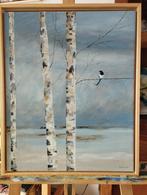 Mooi schilderij berken, incl baklijst afm ca 40x50 cm, Antiek en Kunst, Kunst | Schilderijen | Abstract, Ophalen of Verzenden