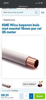 Koperen buis met mantel 15 mm, lengte 25 meter, Doe-het-zelf en Verbouw, Buizen en Afvoer, Ophalen, Overige materialen, 6 meter of meer