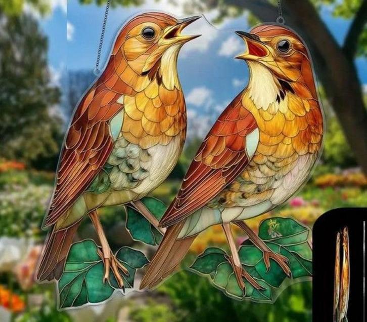 Raamhanger zanglijser - merel, Tuin en Terras, Tuinwanddecoratie, Nieuw, Verzenden