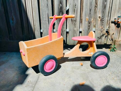 Houten bakfiets loopfiets, Kinderen en Baby's, Speelgoed | Buiten | Skelters, Zo goed als nieuw, Overige merken, Ophalen