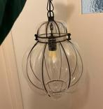 Venetiaanse hanglamp helder glas & zwart frame, Huis en Inrichting, Ophalen, Gebruikt, Glas