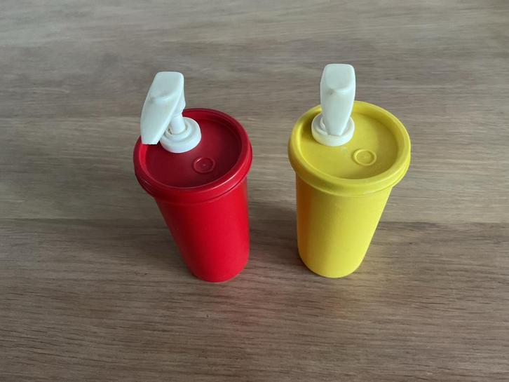 Tupperware Sauspompjes - Ketchup, Mayonaise, Mosterd, Huis en Inrichting, Keuken | Keukenbenodigdheden, Zo goed als nieuw, Ophalen of Verzenden