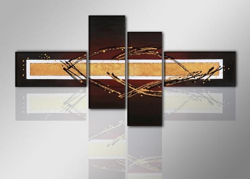 Nieuw * 4 Luik Canvas Schilderij Abstract Bruin 80x195cm, Antiek en Kunst, Kunst | Schilderijen | Abstract, Ophalen of Verzenden