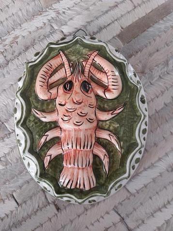 Vintage italiaanse majolica kreeft puddingvorm. Wandbord. beschikbaar voor biedingen