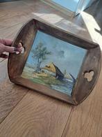 Houten dienblad met schilderij, Ophalen of Verzenden