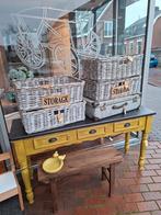 Dik rieten mand vergrijsd 59 x 34 cm, Ophalen of Verzenden, Zo goed als nieuw, Rechthoekig, Riet