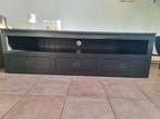 Goossens landelijk zwart houten tv-meubel., 150 tot 200 cm, Minder dan 100 cm, Gebruikt, 50 tot 75 cm