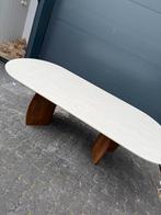 220 x 110 plat ovaal travertin look eettafel, Huis en Inrichting, Tafels | Eettafels, Ophalen, 100 tot 150 cm, Ovaal, Nieuw