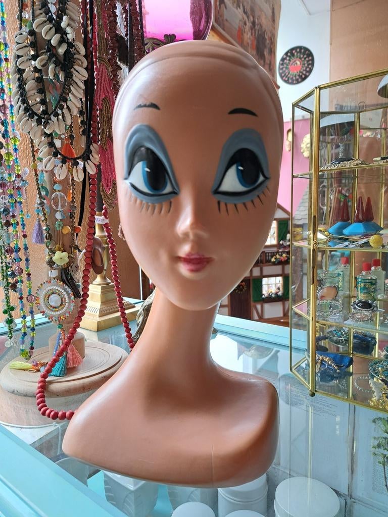 Mannequin hoedenhoofd pruikenhoofd hoofd paspop Twiggy Huard, Antiek en Kunst, Curiosa en Brocante, Ophalen of Verzenden