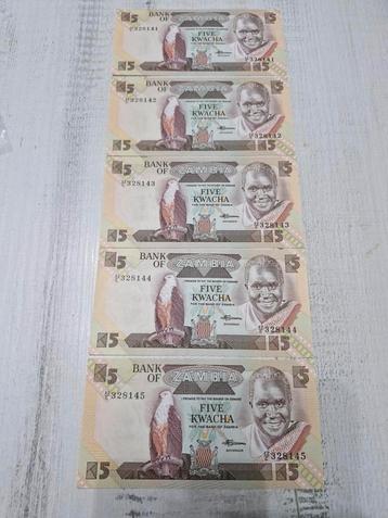 Zambia 2 Kwacha 1980-1988 5 stuks UNC beschikbaar voor biedingen