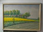 Olieverf op paneel boerderij met korenvelden P.Bakker, Antiek en Kunst, Kunst | Schilderijen | Klassiek, Ophalen of Verzenden