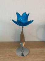 Vintage kaarsenhouder lotusbloem, Huis en Inrichting, Minder dan 25 cm, Overige materialen, Blauw, Kandelaar