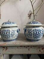 2 oude chinese dekselpotten met krab op deksel, Antiek en Kunst, Antiek | Porselein, Ophalen