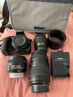 Nikon D3500 met 3 lenzen, oplader en tas, Audio, Tv en Foto, Fotografie | Lenzen en Objectieven, Ophalen, Zo goed als nieuw, Telelens