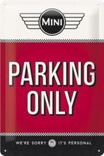 Mini Parking Only.  Metalen wandbord in reliëf 20 x 30 cm., Ophalen of Verzenden, Nieuw, Reclamebord