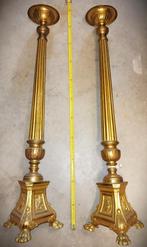 zware, messing kandelaars, ca 100 cm hoog, Gebruikt, Overige kleuren, Brons of Koper, Ophalen of Verzenden