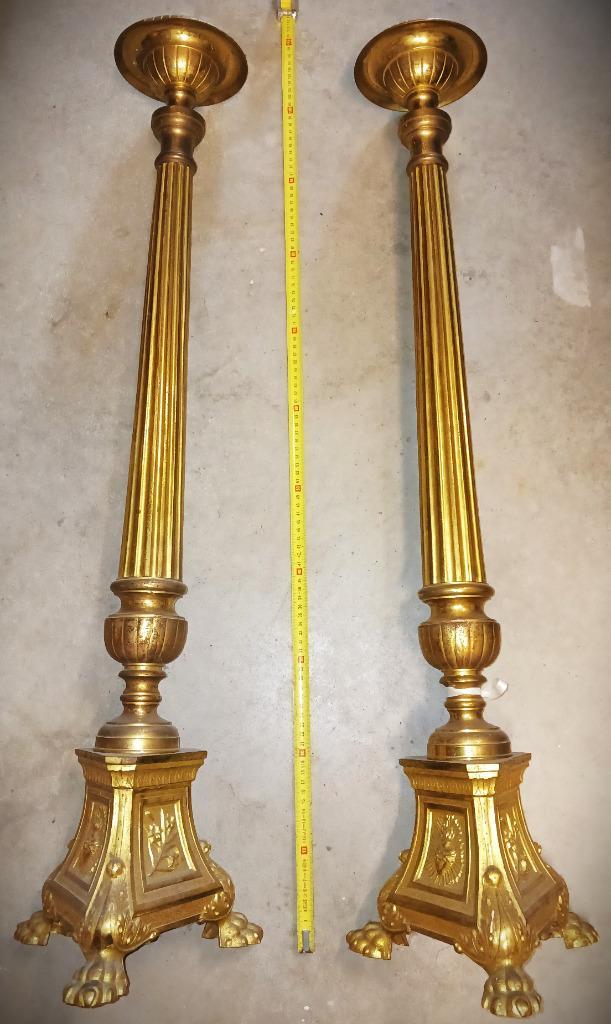 zware, messing kandelaars, ca 100 cm hoog, Huis en Inrichting, Woonaccessoires | Kandelaars en Kaarsen, Gebruikt, Kandelaar, 75 cm of meer