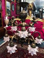 Groot en zware bronzen kroonluchter antiek barok engelen -