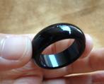 Bandring zwarte agaat Ø 19,4 mm, Sieraden, Tassen en Uiterlijk, Ringen, Nieuw, Overige materialen, 19 tot 20, Zwart