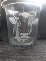 Koe handgegraveerd in vaas, Minder dan 50 cm, Nieuw, Glas, Ophalen of Verzenden