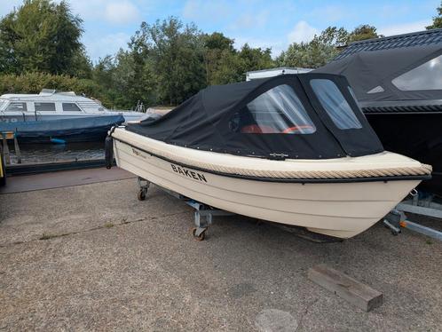 Elektrische sloep Riga classic. 4.50m, Watersport en Boten, Sloepen, Zo goed als nieuw, Tot 10 pk, 3 tot 6 meter, Buitenboordmotor