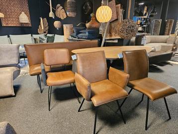 Leren eetset stoelen rundleer cognac opruiming beschikbaar voor biedingen