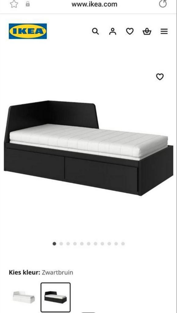 Uitschuifbaar bed van IKEA, Huis en Inrichting, Slaapkamer | Bedden, Zo goed als nieuw, Eenpersoons, 80 cm, Hout, Wit, Ophalen