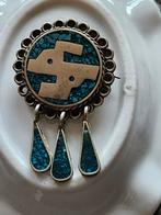 Vintage Mexicaanse Alpaca Zilveren Azteekse Broche, Sieraden, Tassen en Uiterlijk, Broches, 4 tot 7 cm, Gebruikt, Ophalen of Verzenden