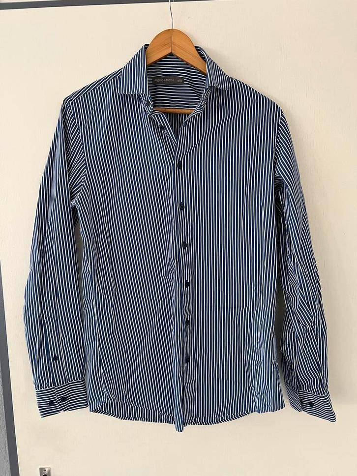 Gestreept overhemd Angelo Litrico, Kleding | Heren, Overhemden, Zo goed als nieuw, Halswijdte 39/40 (M), Blauw, Ophalen of Verzenden