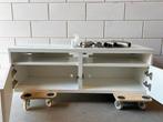 Wit Glans TV Meubel met Glasplaat, Ophalen, Gebruikt, 100 tot 150 cm, Glas
