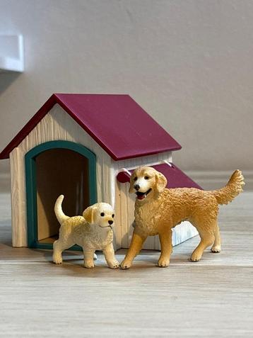 Schleich Golden Retriever met pup en hondenhok beschikbaar voor biedingen