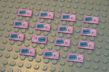L860 Tegels 1x2 met opdruk Guble Bubble donker roze 15 st. beschikbaar voor biedingen