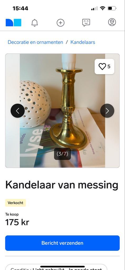 Engelse Messing Kandelaar - Zwaar Uitgevoerd, Antiek en Kunst, Antiek | Kandelaars, Koper of Brons, Ophalen of Verzenden