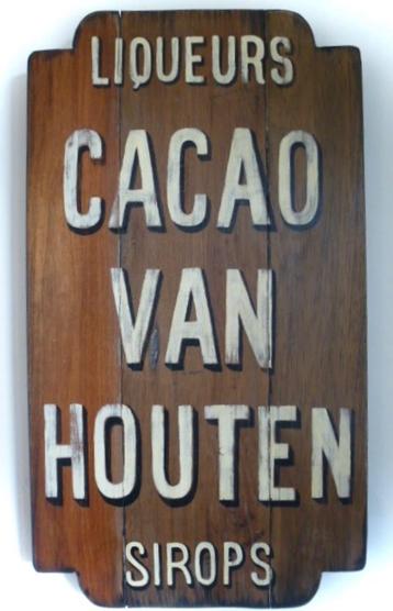 Vintage reclame bord Van Houten Cacao/industrieel/chocola beschikbaar voor biedingen
