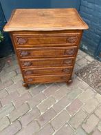 Vintage laden kastje met hout snijwerk, Ophalen